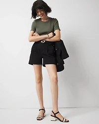 WHBM FORME™ Ribbed Stretch Button Shoulder Tee