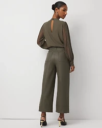 Petite Faux Leather Wide Leg Crop