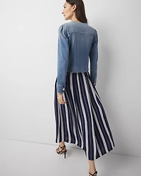 Puff Sleeve Cropped Denim Jacket