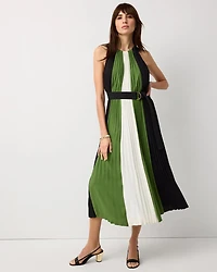 Pleated Halter Maxi Dress