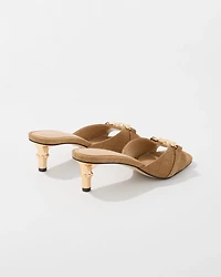 Croc Suede Heeled Sandal