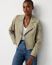 Cotton-Stretch Moto Jacket