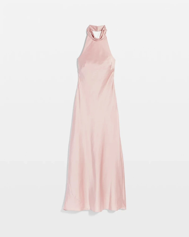 Satin Halter Maxi Dress