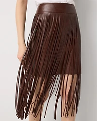 Fringe Faux Leather Skirt