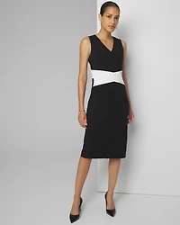 Sleeveless Cross-Front Sheath Dress