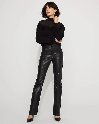 Crocodile Coated Denim High Rise Bootcut Jean