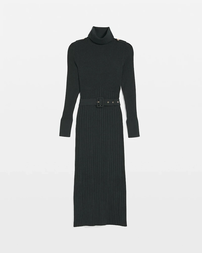 Turtleneck Sweater Midi Dress