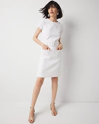 Petite Belted Ponte Shirt Dress