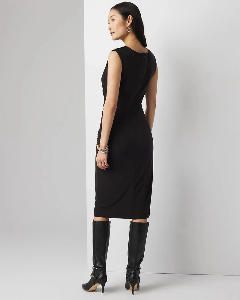 Petite Sleeveless Matte Jersey Cowl Neck Midi Dress
