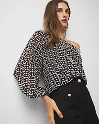 One-Shoulder Embroidered Blouse