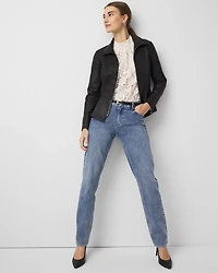 Peplum Coated Denim Jacket