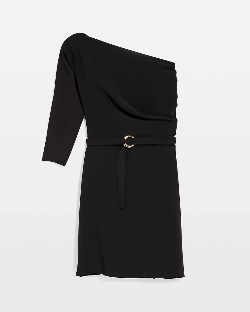 Off-The-Shoulder Belted Dress