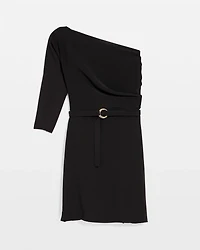 Off-The-Shoulder Belted Dress