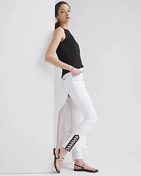 High-Rise Printed Hem Skinny Ankle Jeans