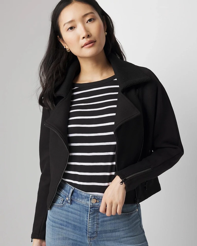Asymmetrical Zipper Moto Sweater Jacket