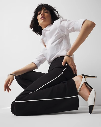 High-Rise Relaxed Trouser with Piping