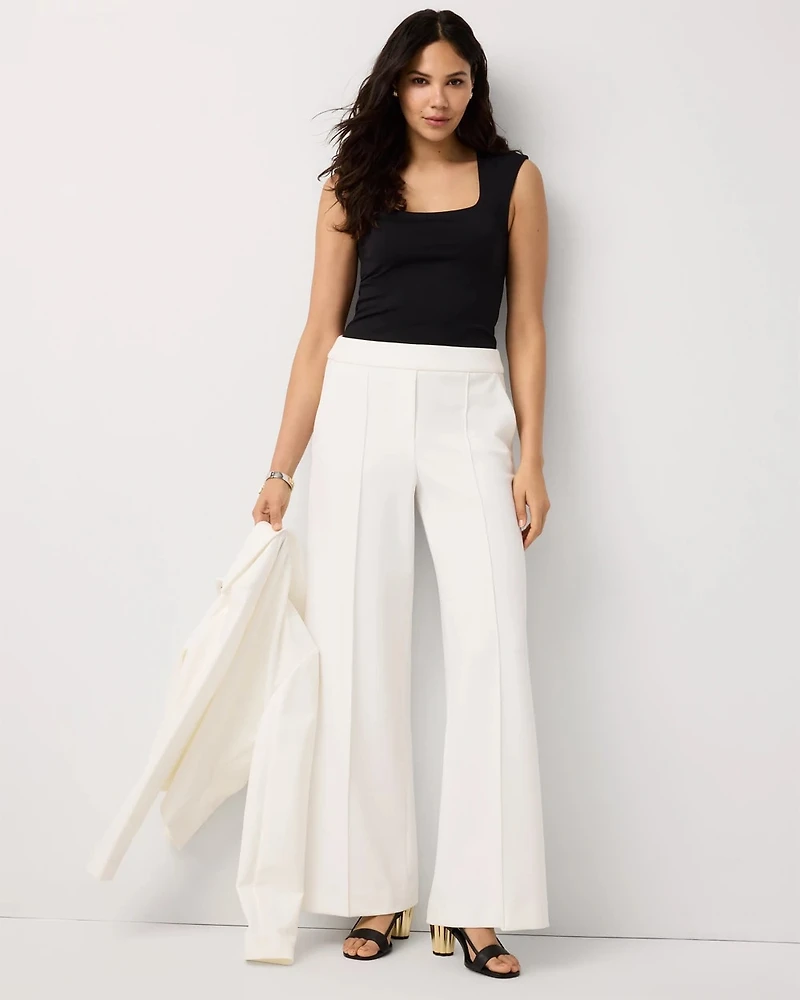 Knit Crepe Pull-On Wide Leg Pant