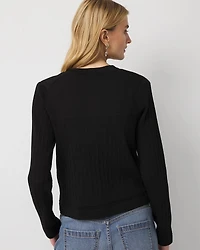 Mixed Stitch Button Front Cardigan