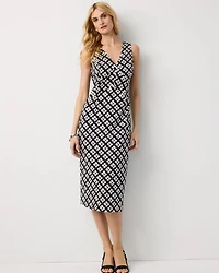 Petite Poplin V-neck Midi Dress