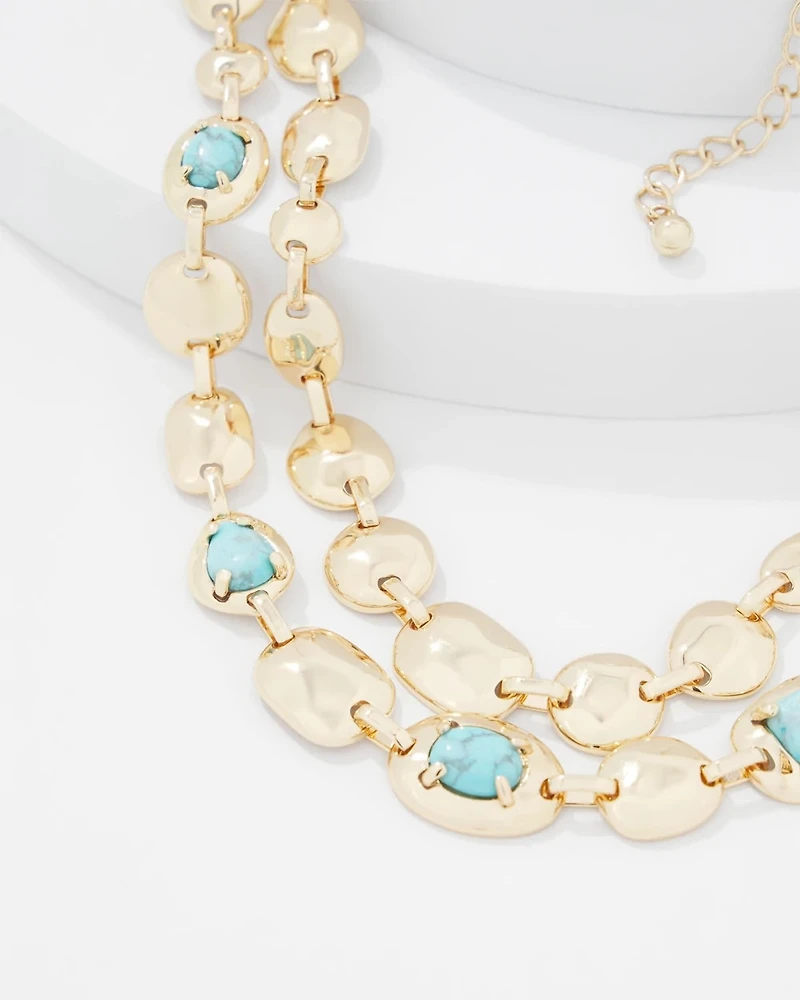 Turquoise + Gold Multistrand Necklace