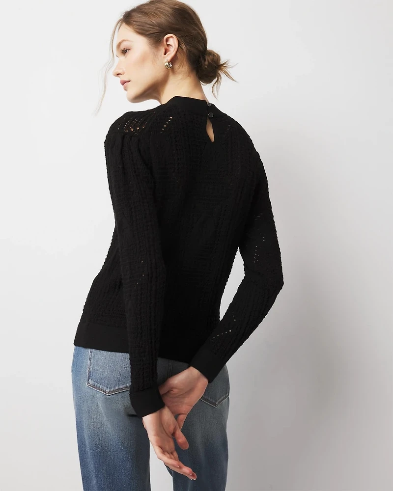 Petite Mock Neck Pointelle Sweater