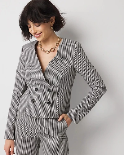 Petite Double-Breasted Gingham Jacket