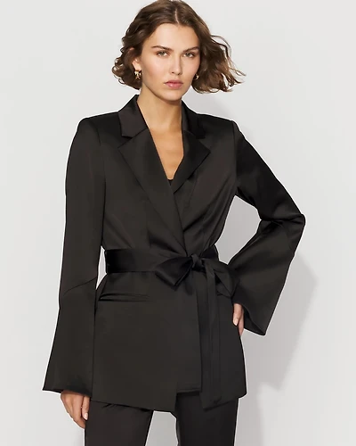 Petite Bell Sleeve Satin Blazer