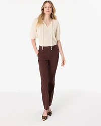 Pointelle Knit Puff Sleeve Pullover