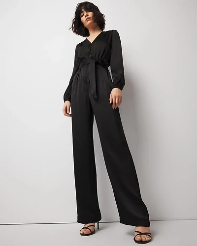 V-Neck Satin Jumpsuit