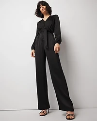V-Neck Satin Jumpsuit