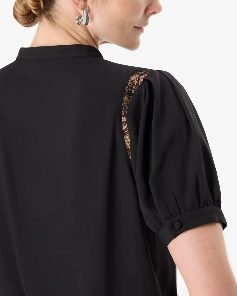 Lace Inset Crepe Blouse