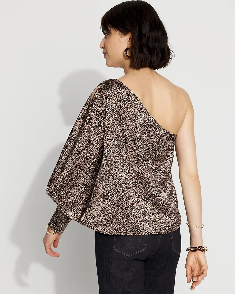 One-Shoulder Satin Blouse