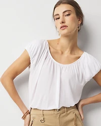 Shirred Scoop Neck Top