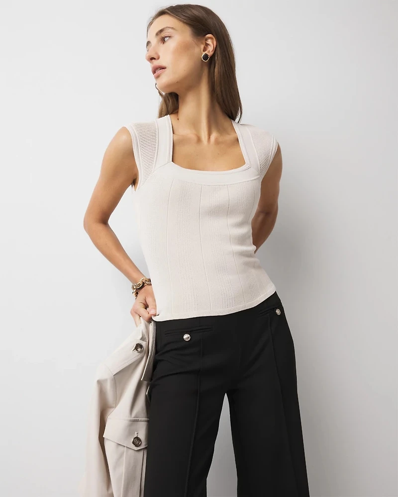 WHBMFORME™ Sculpt Stretch Cap Sleeve Sweater