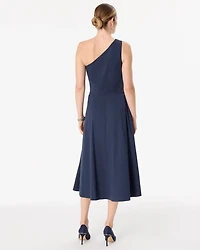 One-Shoulder Poplin Midi Dress