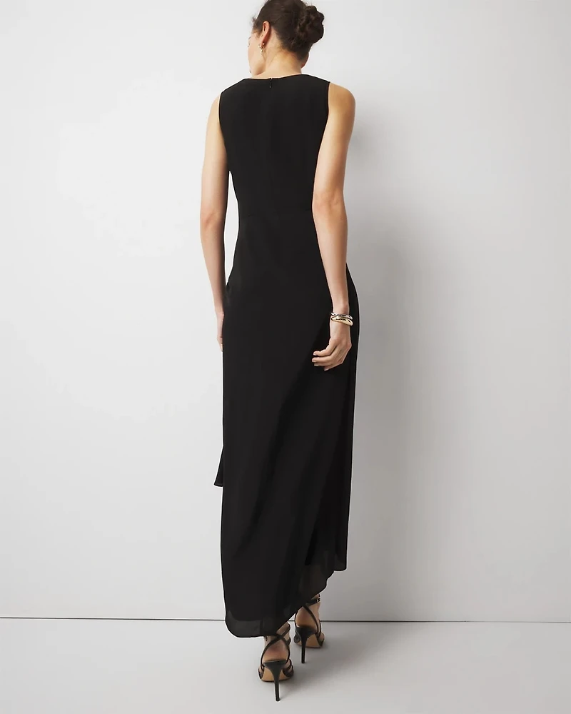 Cowl Neck Ruched Midi Dress