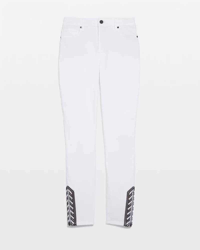 High-Rise Printed Hem Skinny Ankle Jeans