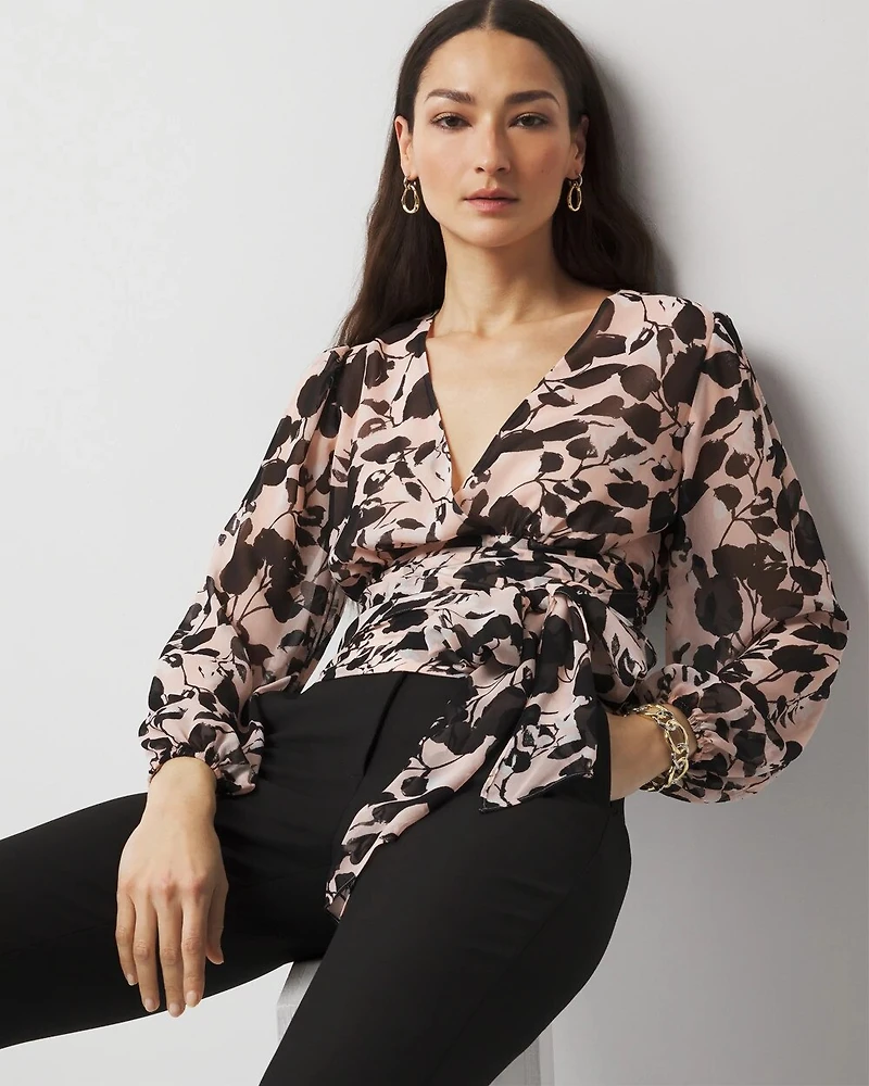 Tie-Waist Chiffon Blouse