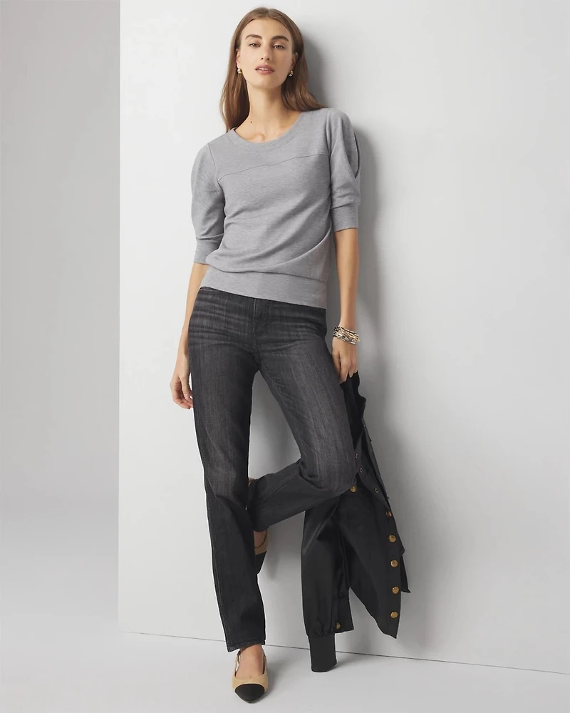 Pleated Sleeve Snit Top