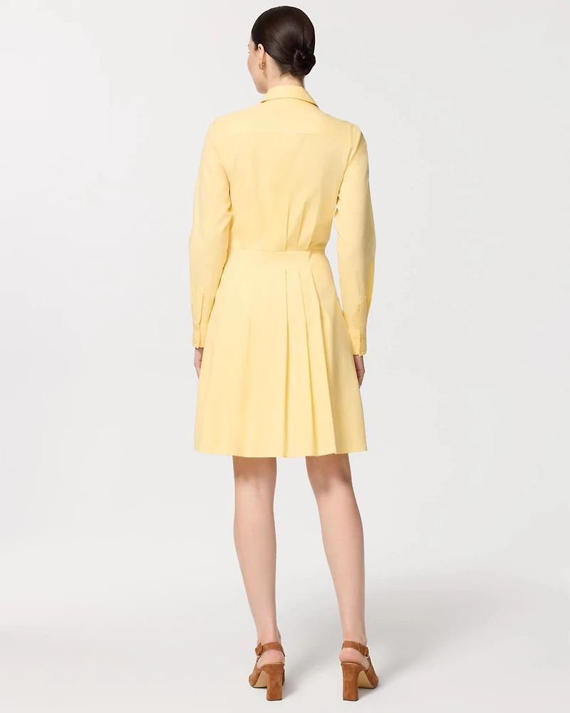 Pleated Poplin Shirt Dress