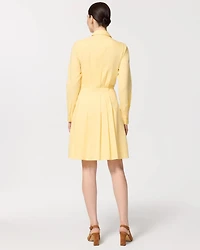 Pleated Poplin Shirt Dress
