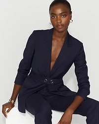Belted One-Button Blazer Comfort Stretch