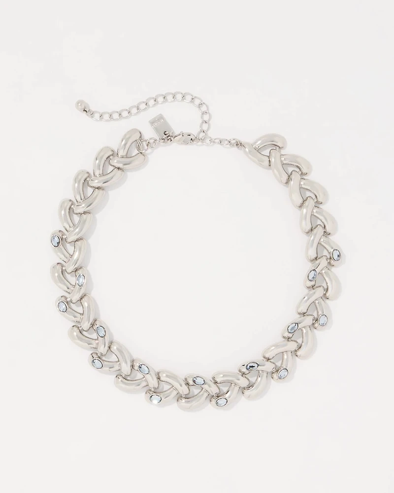 Denim Blue Glass Stone Necklace