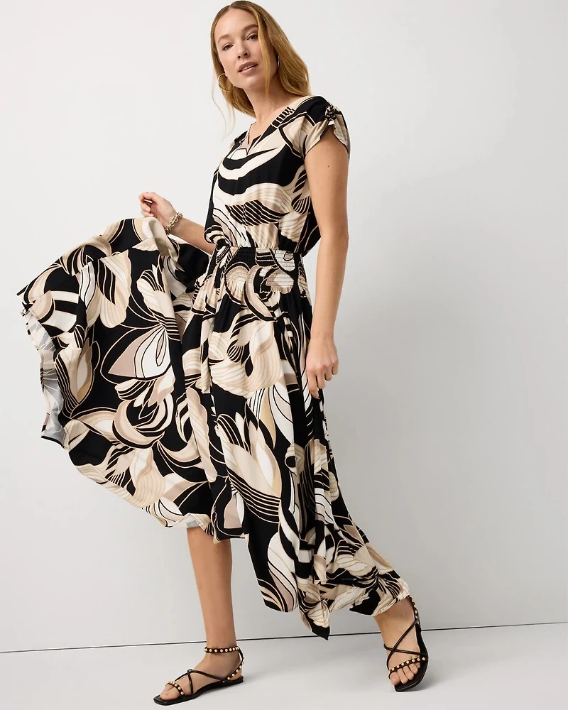 Smocked Waist Midi Dress