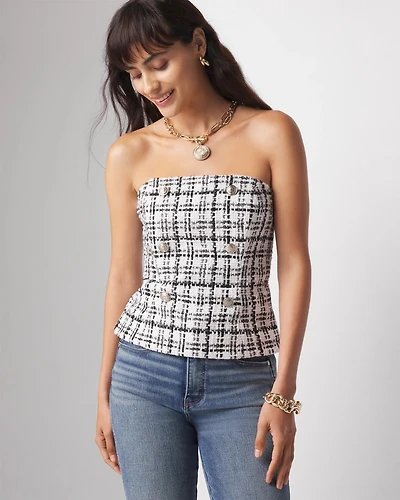 Petite Button Tweed Bustier