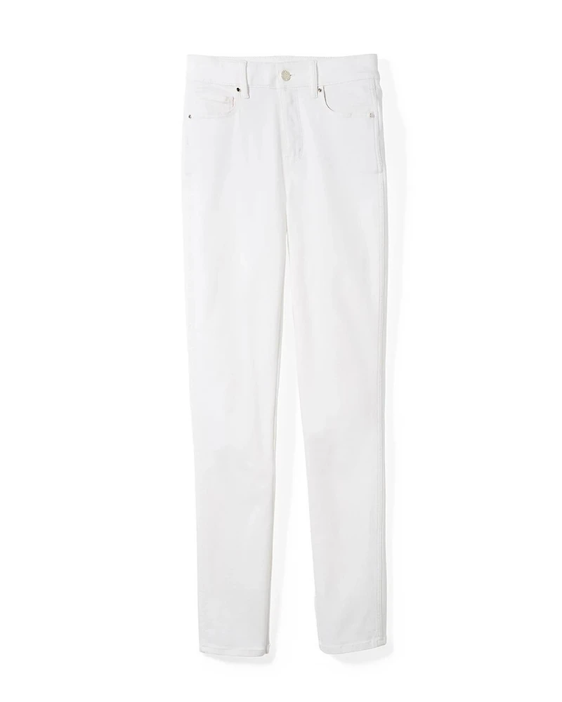 High-Rise White Straight Jeans