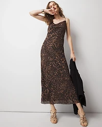 Cowl Neck Leopard Slip Dress