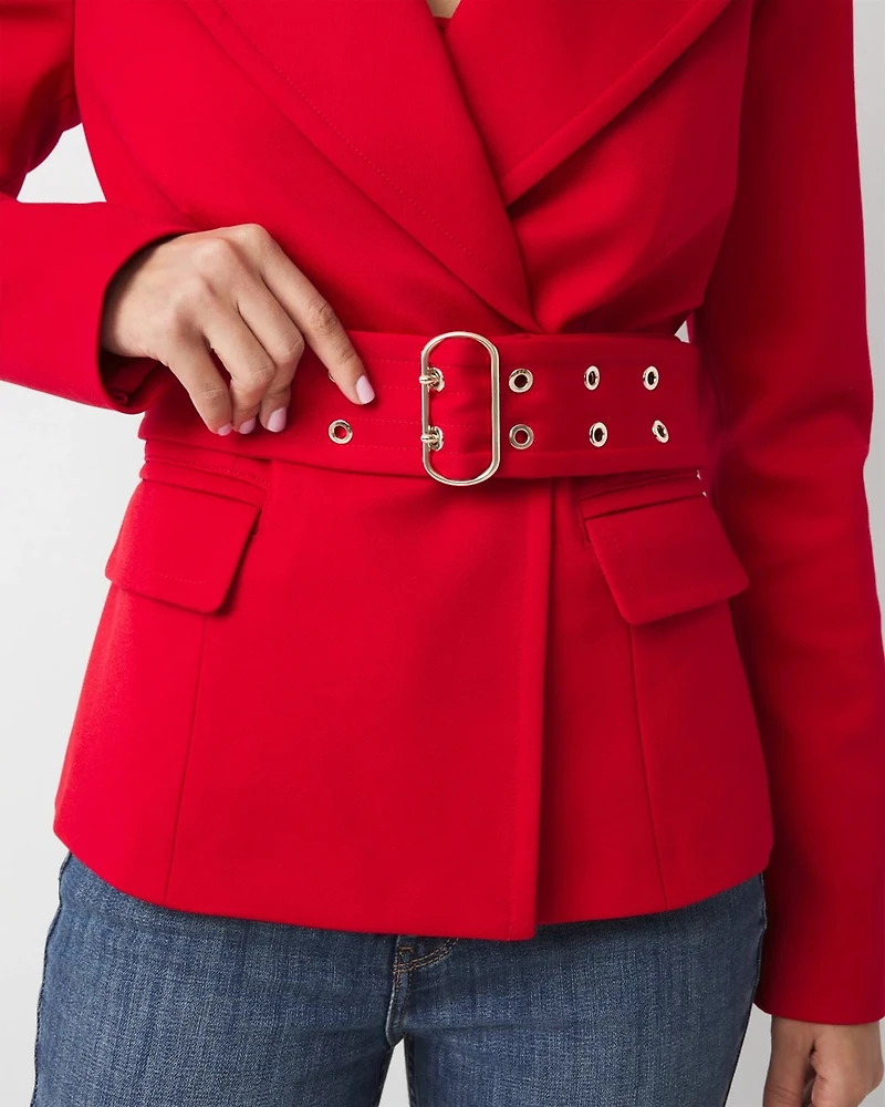 Petite Belted Ponte Jacket
