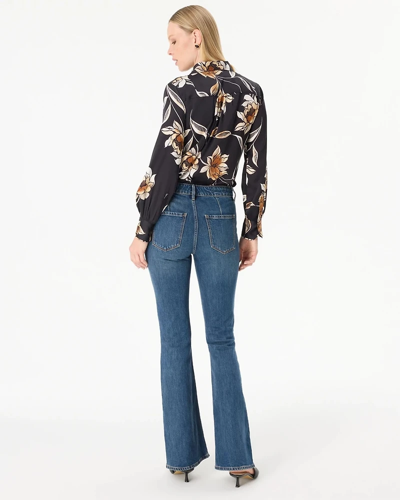 Petite Snap Pocket High-Rise Flare Jean