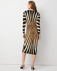 Sunburst Front Twist Midi Dress